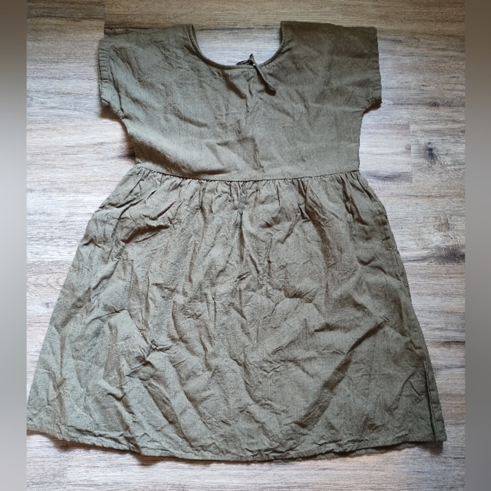 Little Cottonwood L olive green linen dress